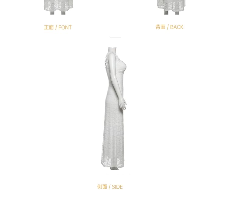 Bababy - Off-Shoulder Maxi-jurk met bloemenkant