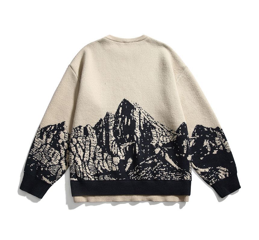 Dandyluxe - Trui met ronde hals en bergprint