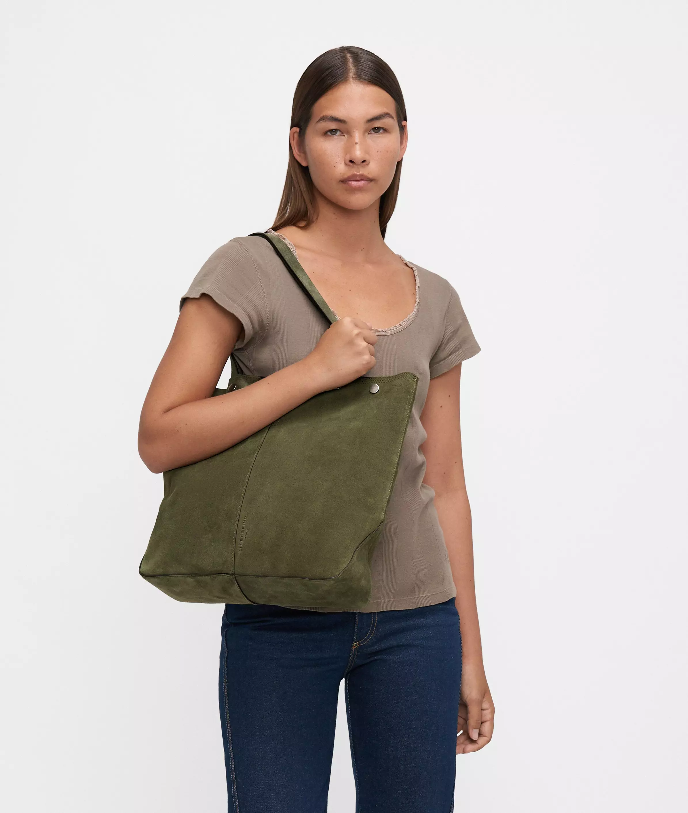 Rive Tote L Large shoulder bag made from soft suede