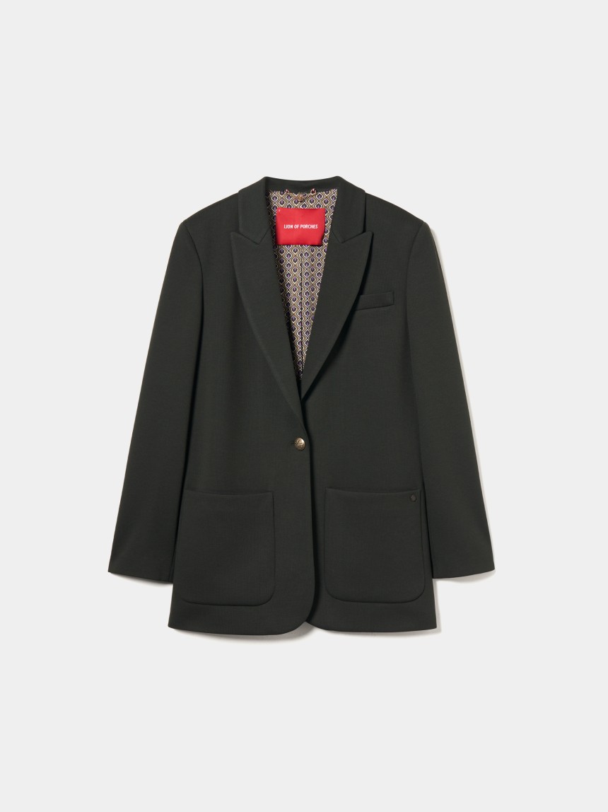 Blazer com bolsos e forro em contraste