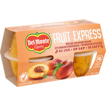 Del Monte Fruit Express Stukken Perziken op Sap 4 x 113 g
