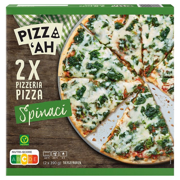 PIZZ‘AH Pizzeria Pizza, Spinaci 2 x 390 g