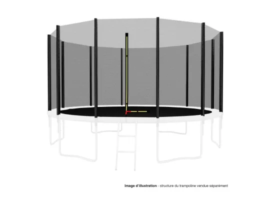 Filet de sécurité extérieur Universel pour trampoline - avec bouchons hauts de perches : ø 13Ft, 12 Perches