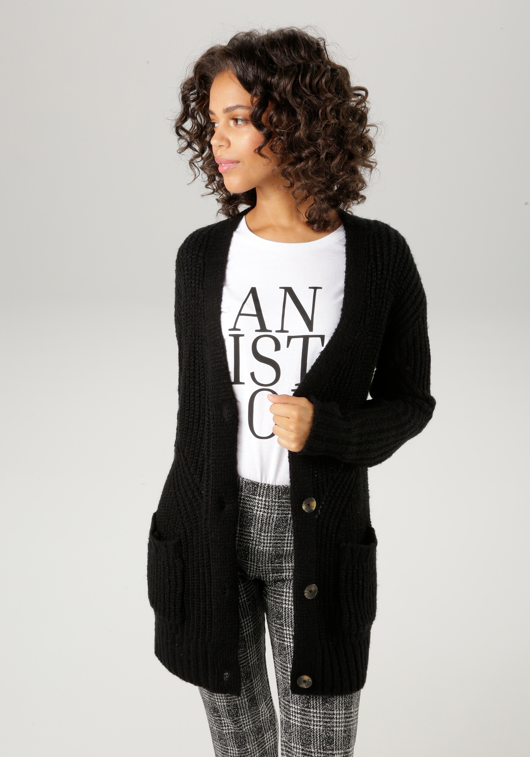 Aniston CASUAL Strickjacke , mit kunstvollem Strickmuster