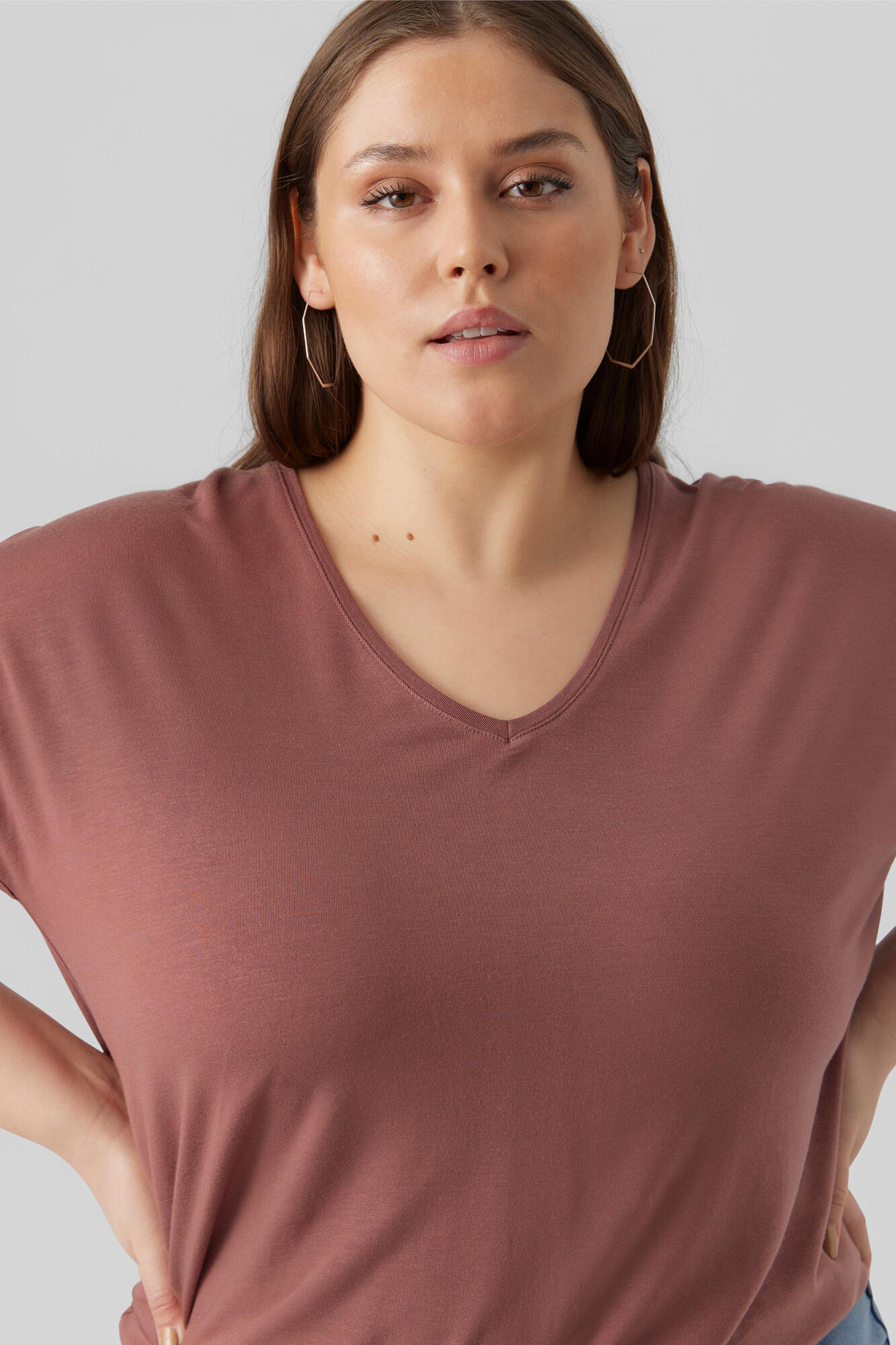 Camiseta básica plus size - rosa