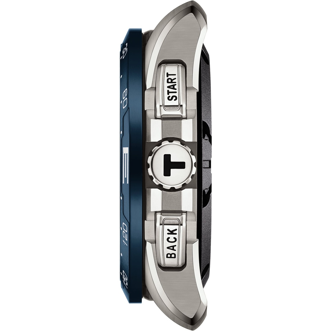 Tissot T-Touch Connect Solar Smartwatch Titan mit blauem Kautschukarmband