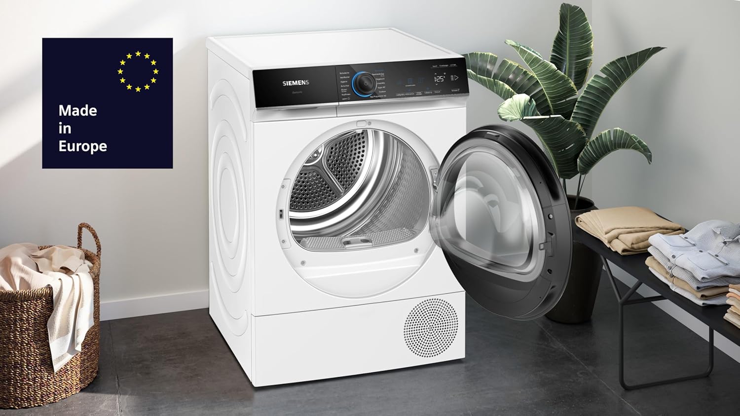 Siemens WQ35B2B30, Smarter iQ700 Wärmepumpentrockner für 1-8 kg Wäsche, Schnellprogramm, Schonende autoDry Trocknung, softDry Schontrommel mit Licht, Outdoor-Programm, directTouch Plus Display, Weiß