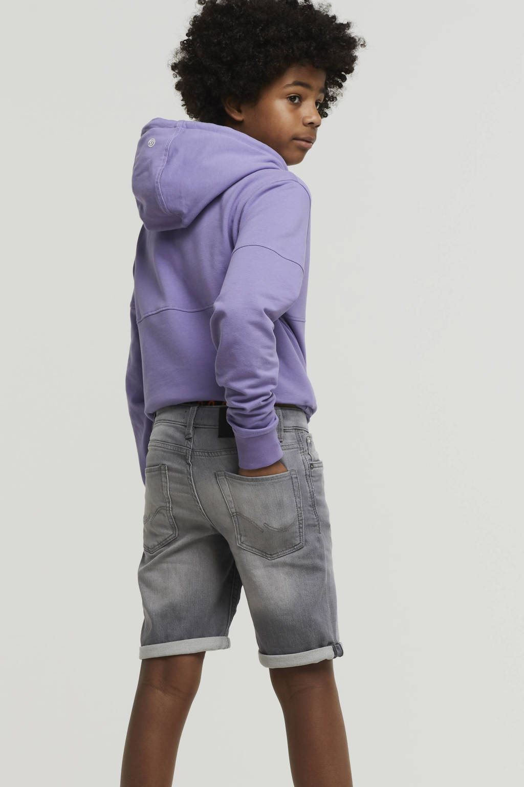 JACK & JONES regular fit jeans bermuda JJIRICK grijs