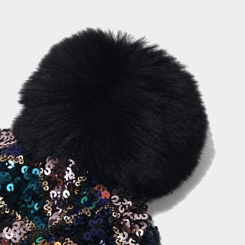 KOKOBOLA - Gebreide muts met pailletten en pompons