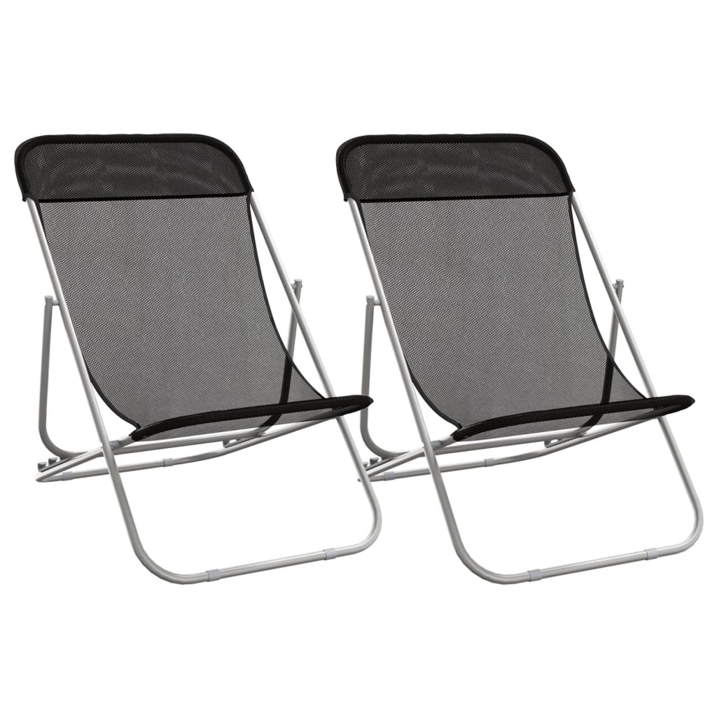 Chaises de plage pliantes 2pcs textilène acier enduit de poudre