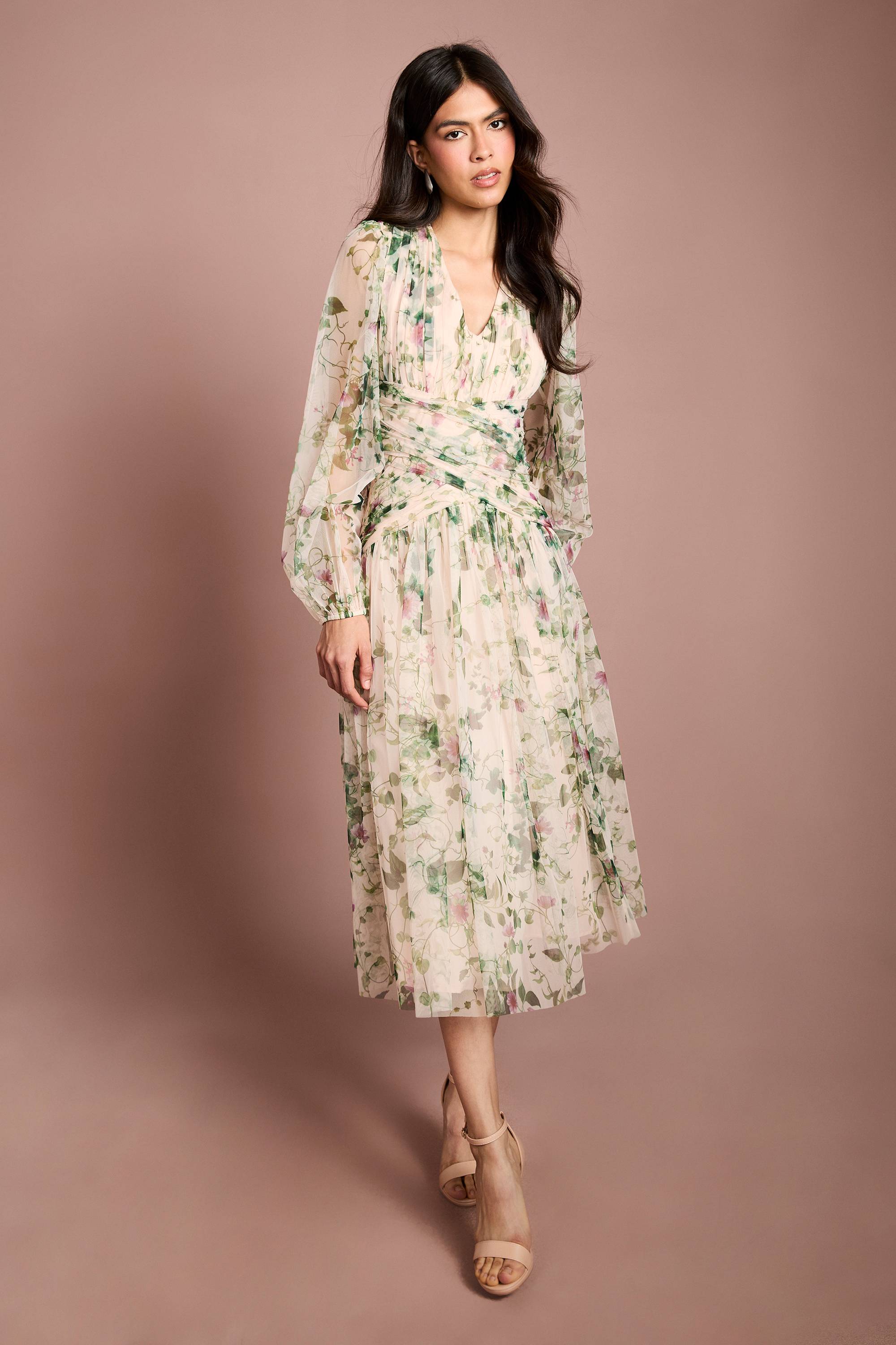 Coast Robe Mi-longue En Mesh À Imprimé Floral