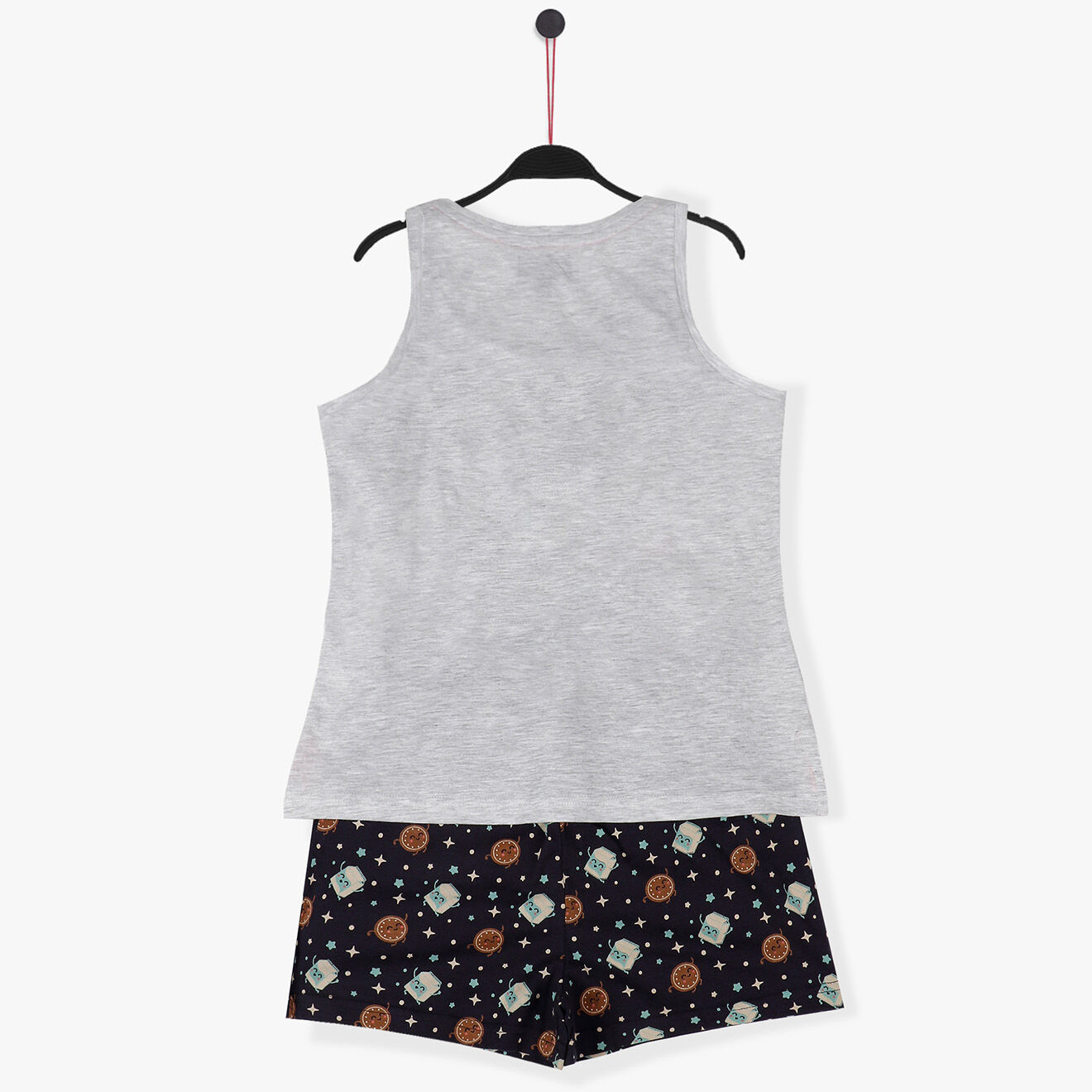 Mr Wonderful Pyjama Contigo Débardeur & Short gris/noir