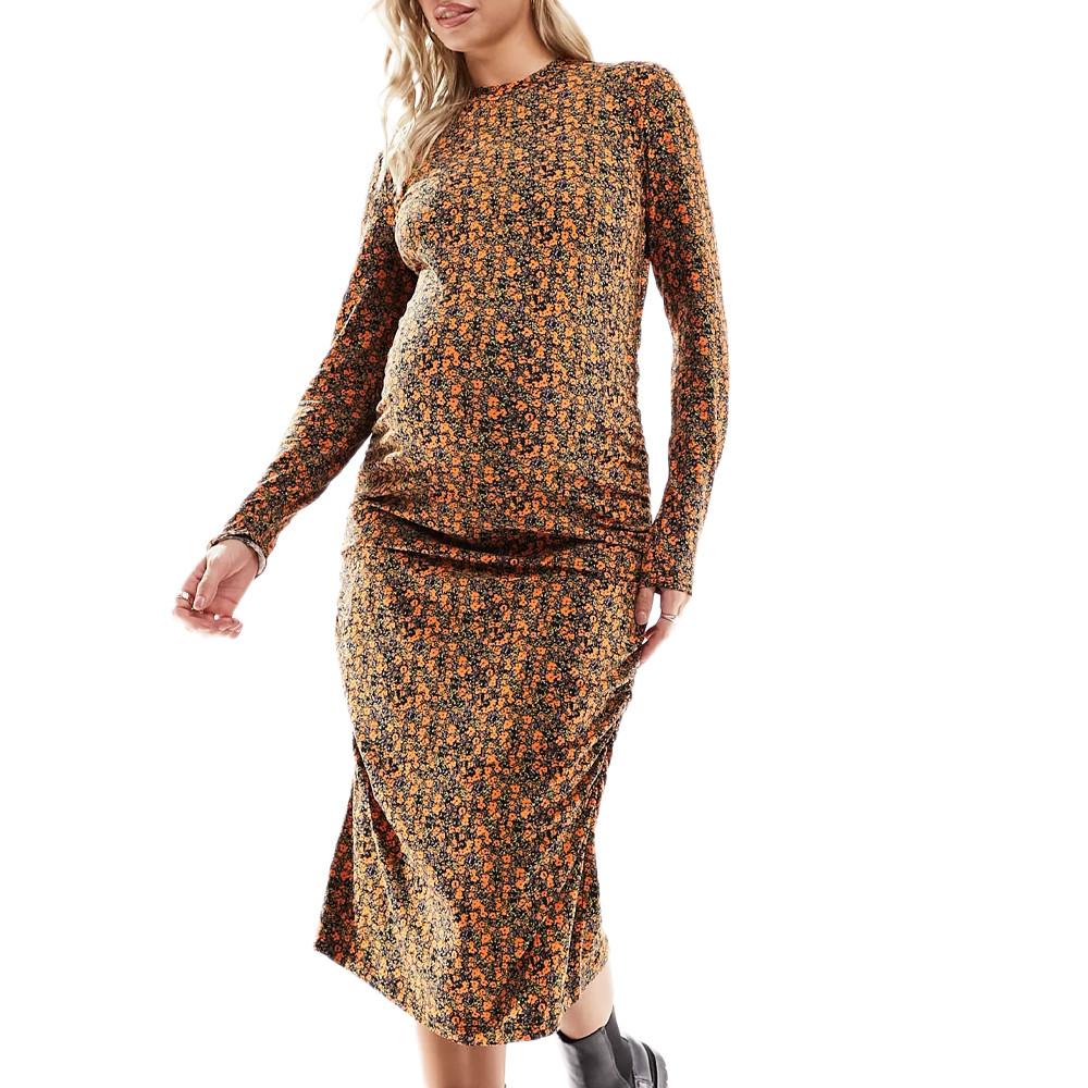 Mamalicious Robe Orange/Noir Femme Mamalicious Laura