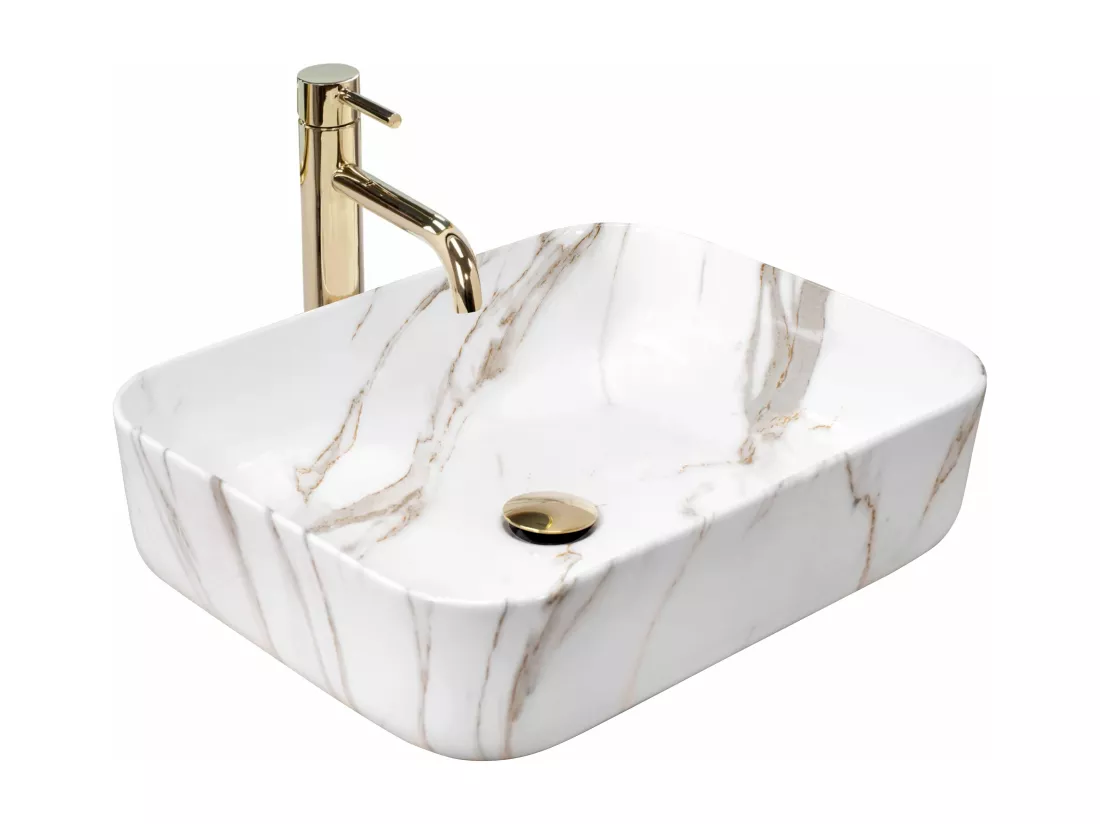 Vasque À Poser Rea Demi Shiny Aiax White