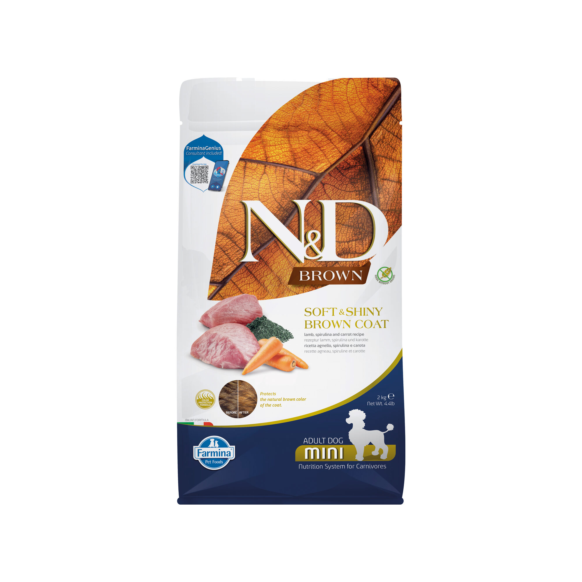 Farmina N&D Brown Lam, Spirulina en Wortel Adult Dog Mini