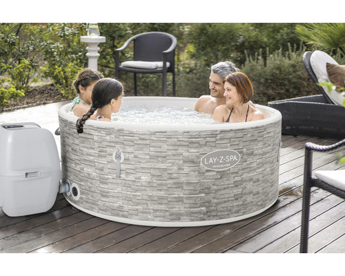 Bestway® LAY-Z-SPA® Vancouver AirJet Plus™ opblaasbare hottub met 140 luchtjets, geïntegreerd verwarmingssysteem, multifunctionele pomp en app-bediening, grijs