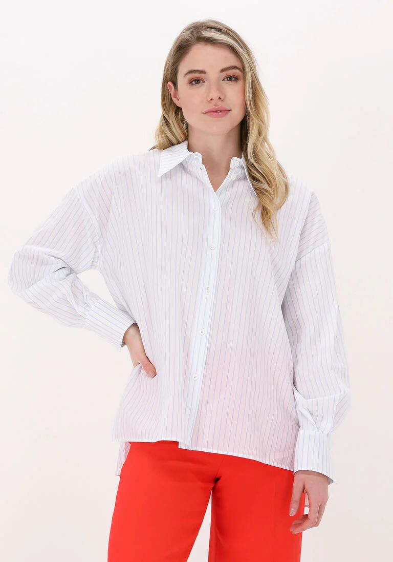 DRYKORN blauw/wit gestreepte drykorn blouse asami