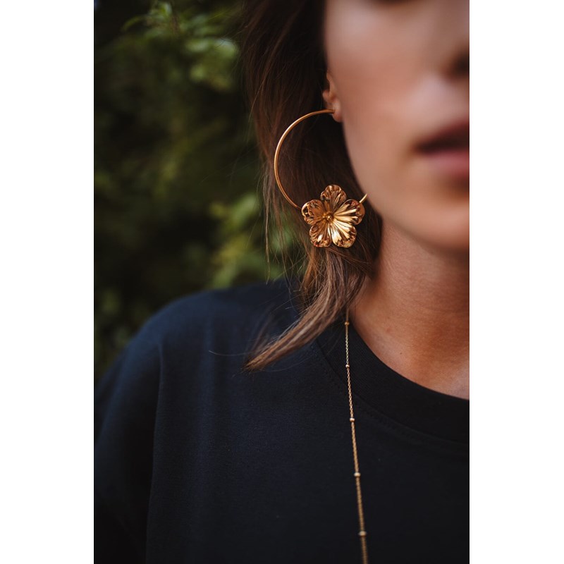 boucles d'oreilles créoles fleurs doré à l'or fin - GAÏA