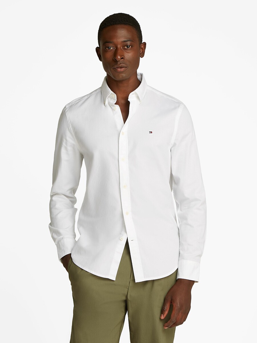 TOMMY HILFIGER<br>Camisa reta em tecido dobby