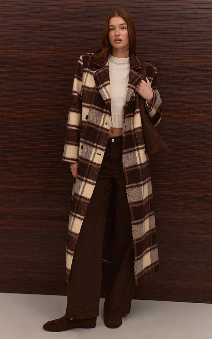 Marron Manteau Long Structuré En Laine À Double Boutonnage