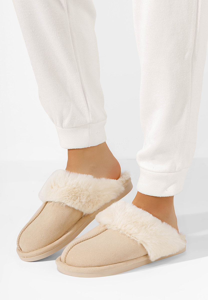 Pantoufles femme beige Arielle