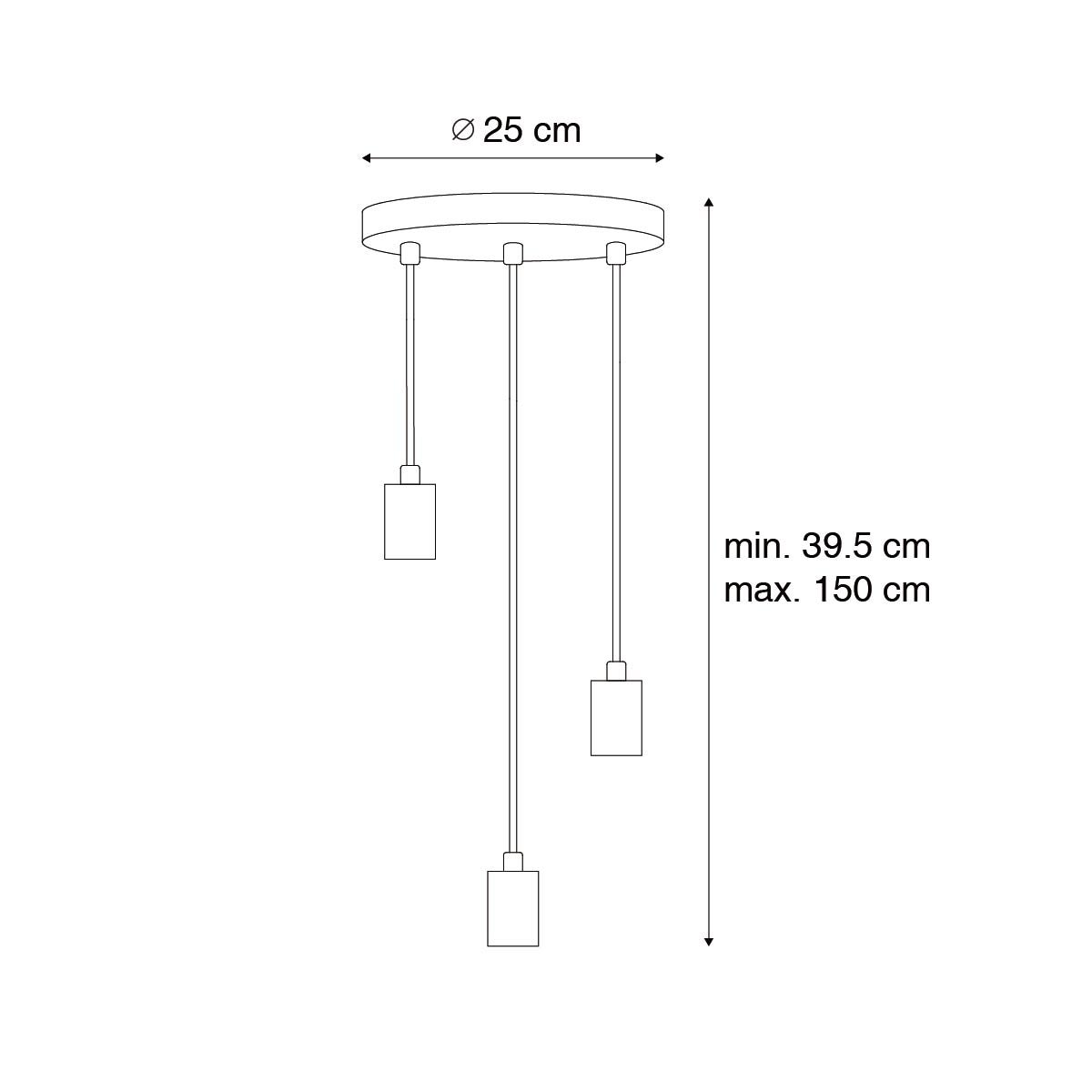 Industriële hanglamp brons 3-lamps - Facil