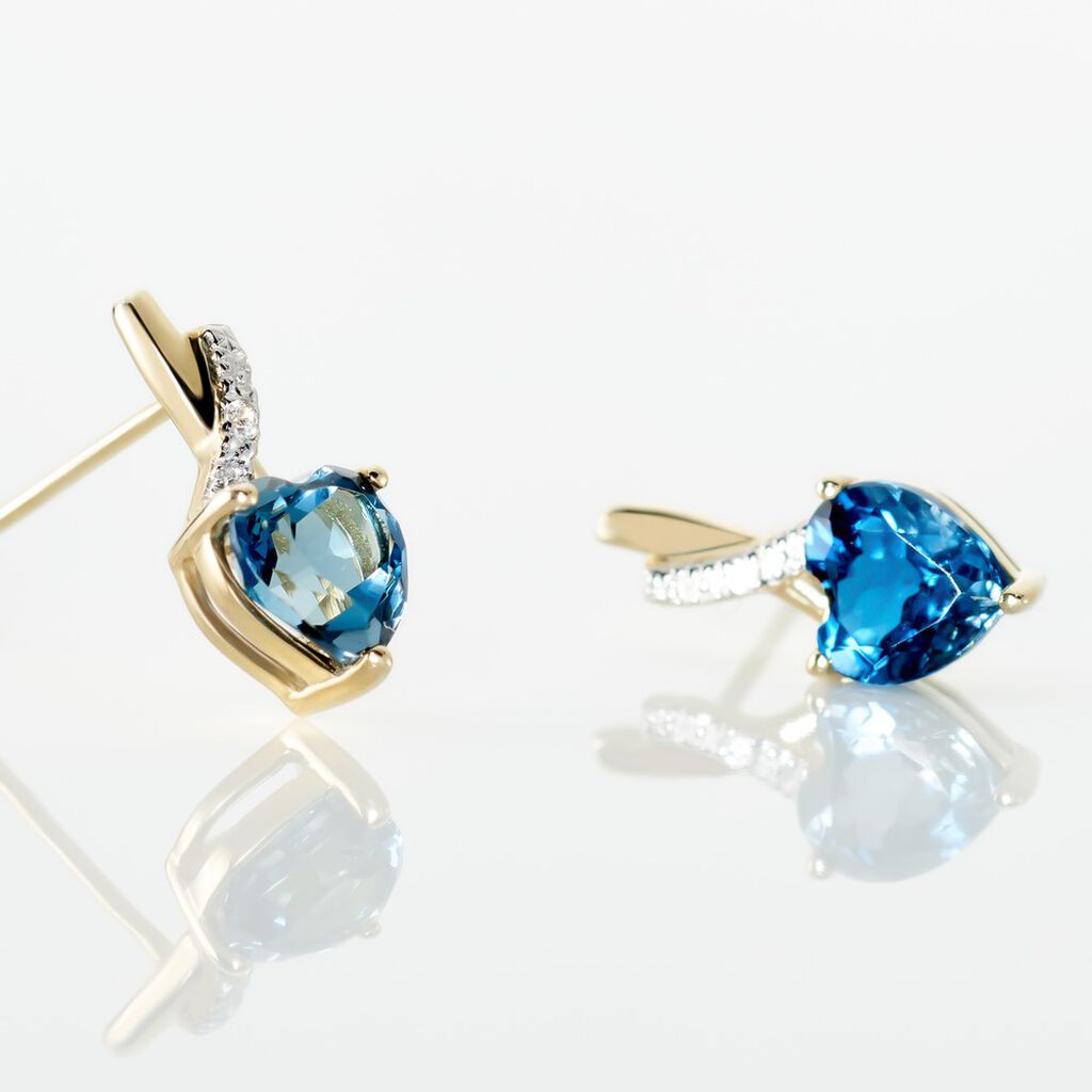 Boucles D'oreilles Puces Or Jaune Clothilde Topaze Et Oxydes
