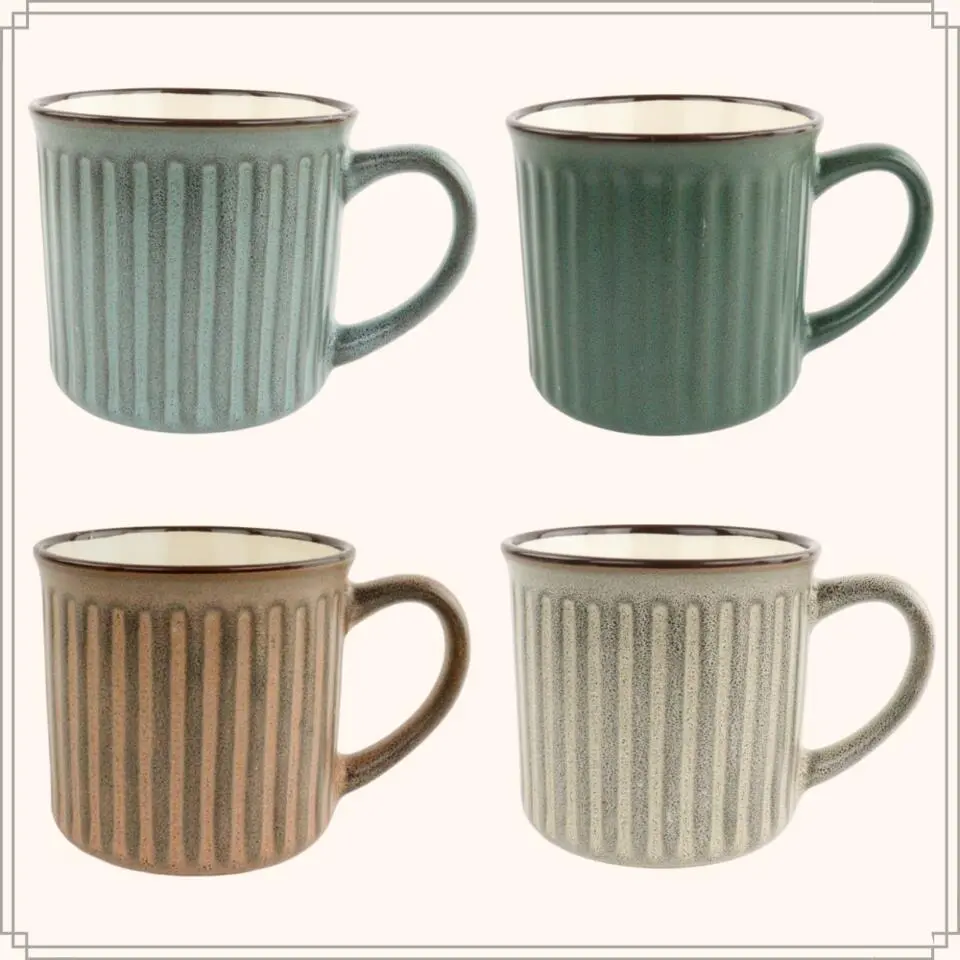 OTIX Koffiekopjes met Oor Koffietassen Set van 4 Aardewerk 200 ml MOSS