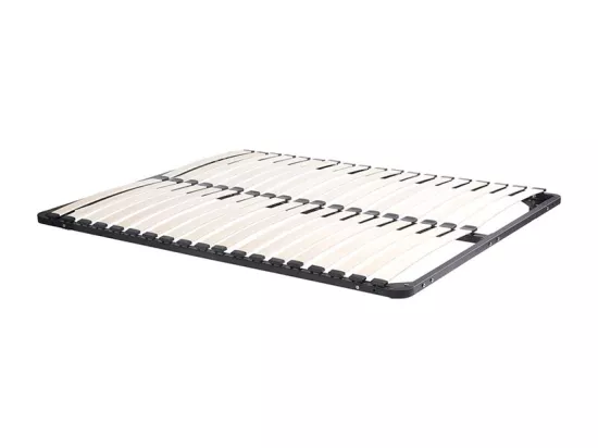 Lit pont 140 x 190/200 cm avec rangements - Avec LEDs - Coloris : Naturel et noir + Sommier - VARLY