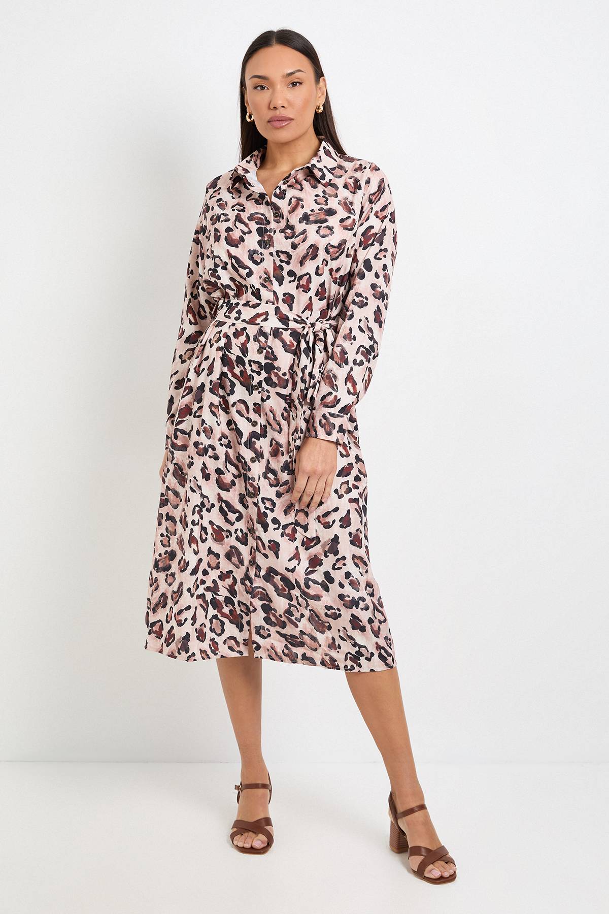 Wallis Robe Chemise Boutonnée à Col Imprimé Léopard