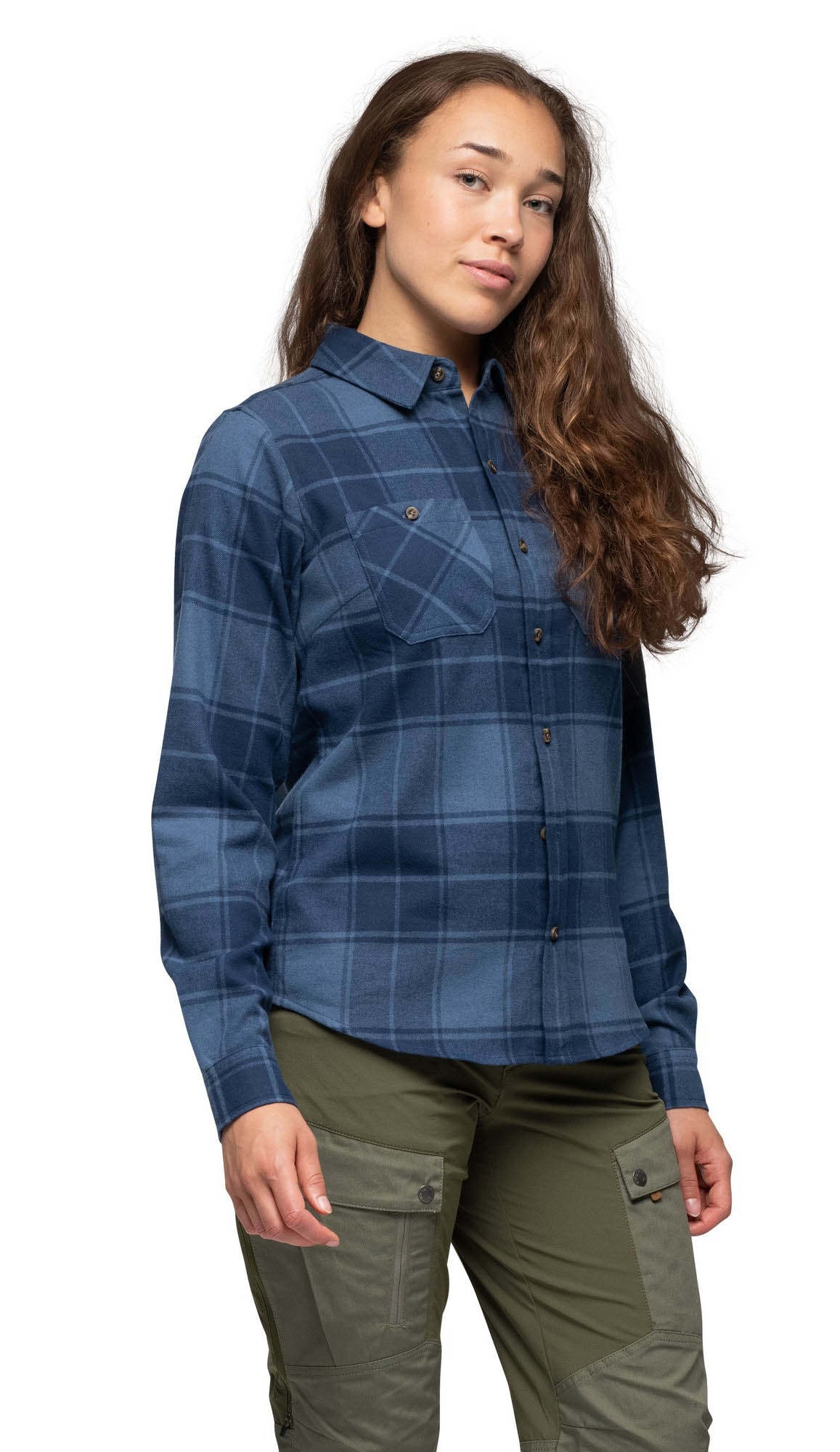 Nordmarka Flannel Shirt Dame Granite Blue/Navy Blue Check