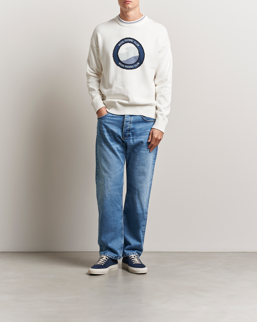 BOSS ORANGE Klubfish Printed Crew Neck Sweater Natural