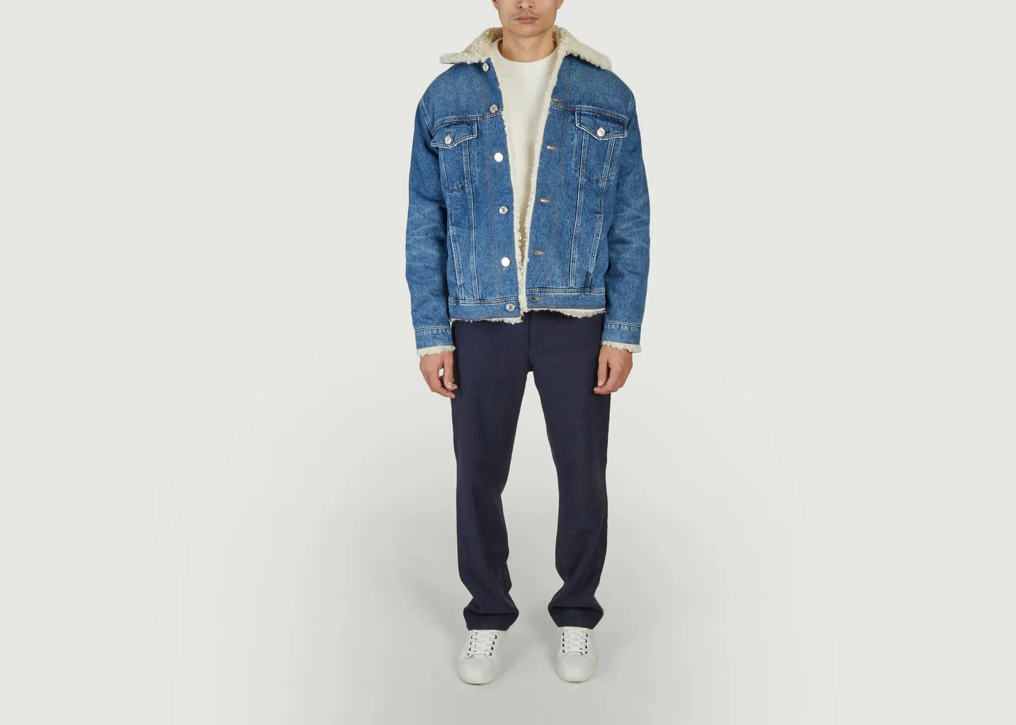 Veste en Jean Doublée Avec Fourrure AMI Paris