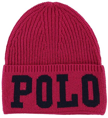 Polo Ralph Lauren Mütze - Acryl/Wolle - Dark Pink m. Text