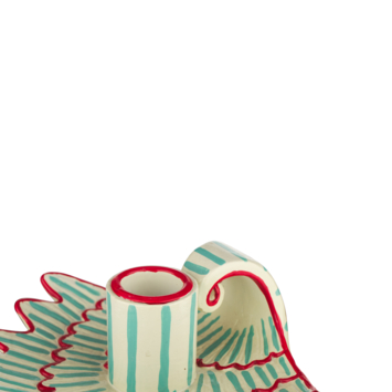Kandelaar schelp keramiek blauw/rood