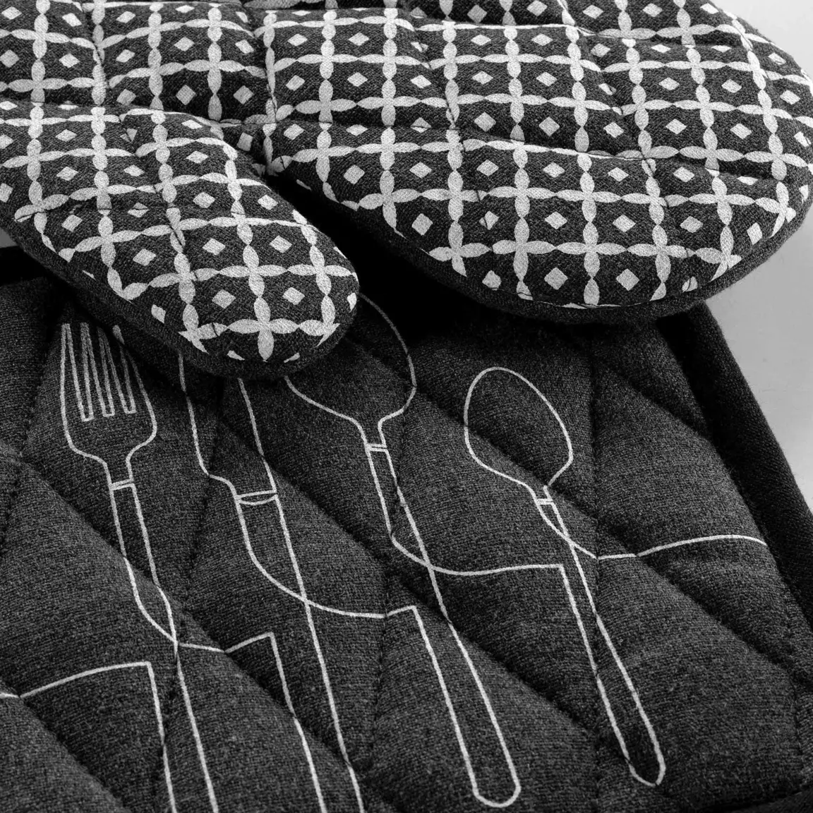 Gant et manique coton recyclé Cuisiline Gris anthracite