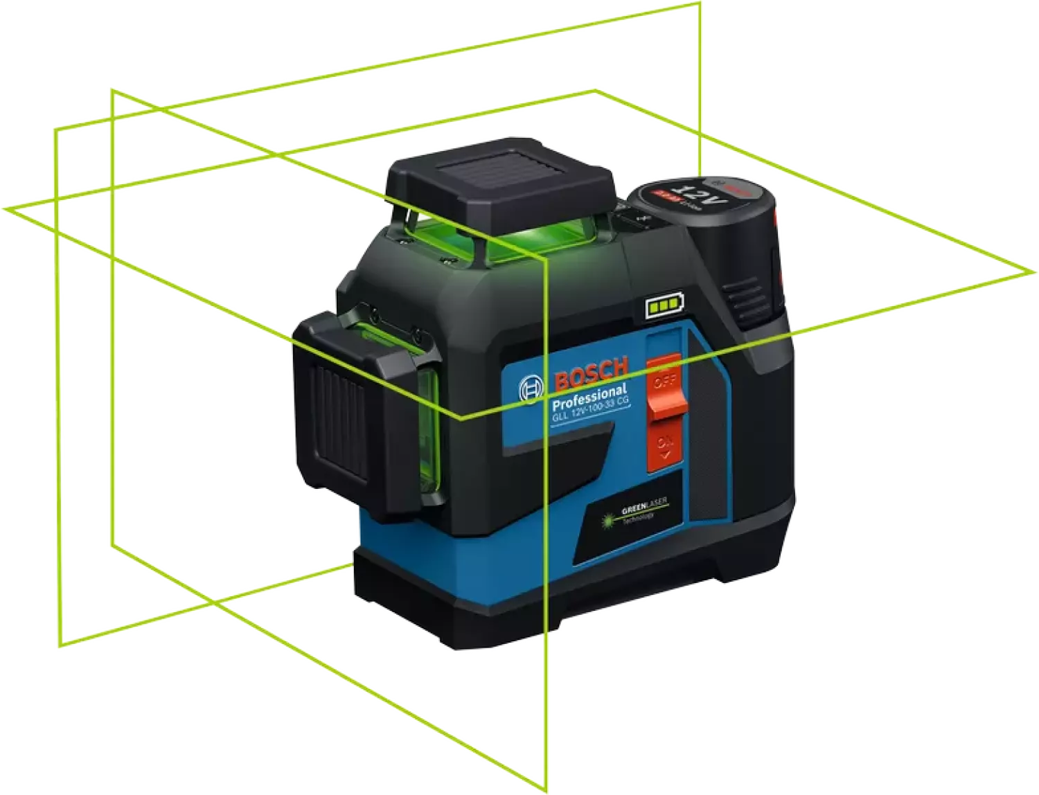 Bosch GLL 12V-100-33 CG 12V accu Lijnlaser set (1x 2.0Ah)  in L-Boxx