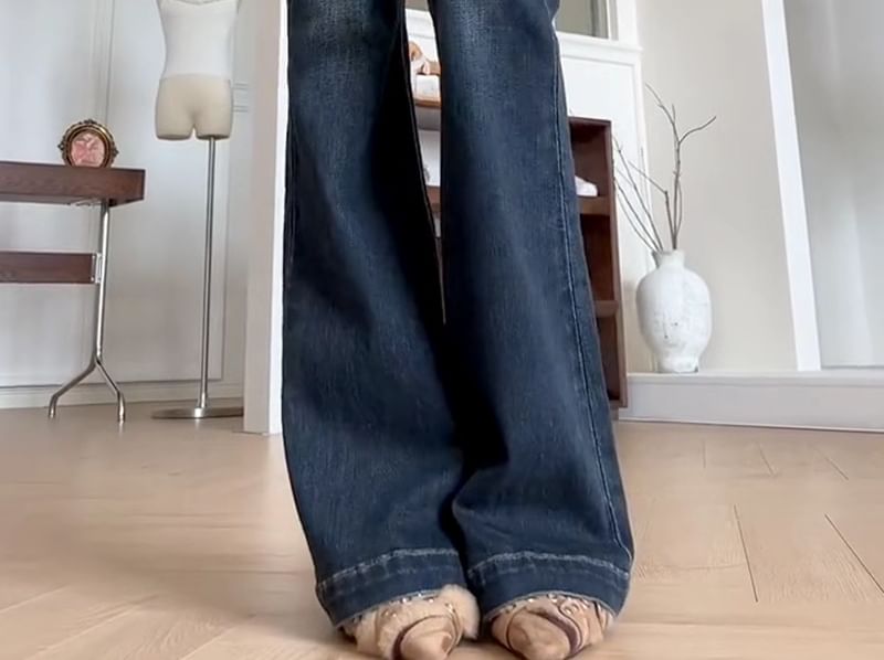 Rosesand - High Rise Washed Slim-Fit Boot-Cut Jeans
