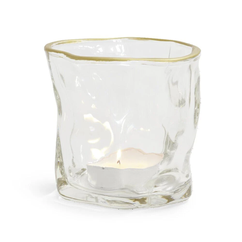 Vase verre froissé transparent Ø7,5xH7,7cm