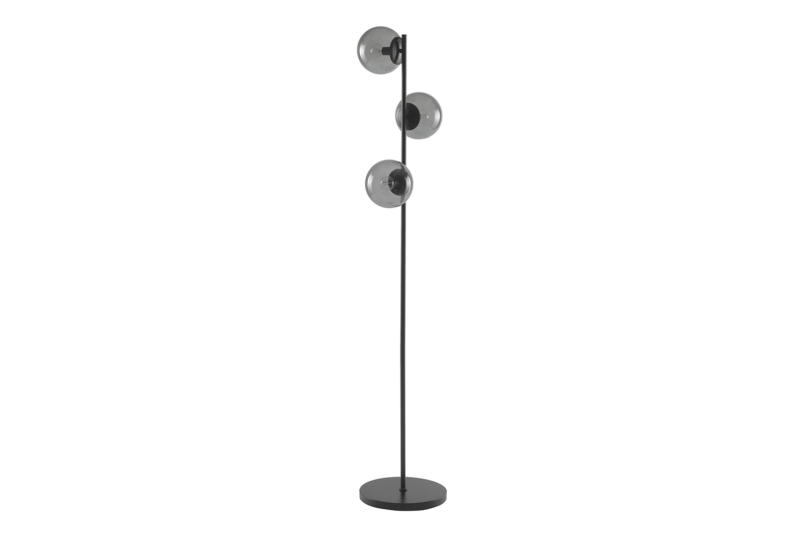 Vega gulvlampe Sort, H150 cm med røkfarget glass
