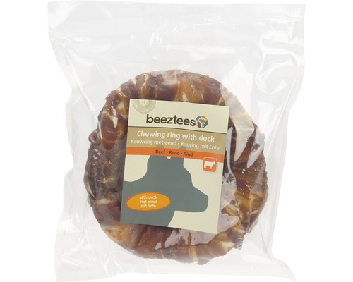 Hondensnack beeztees kauwring met eend 1x12,5 cm kauwartikel