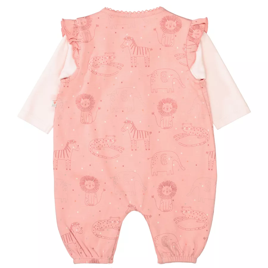Staccato Strampler+Shirt peach gemustert