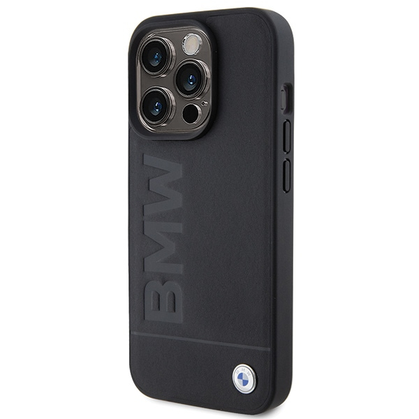 iPhone 15 Pro MagSafe Echtleder Hülle Imprint (BMHMP15LSLLBK) - Schwarz