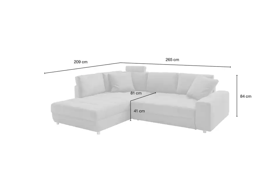 Ecksofa Arissa de Luxe Anthrazit links Webstoff
