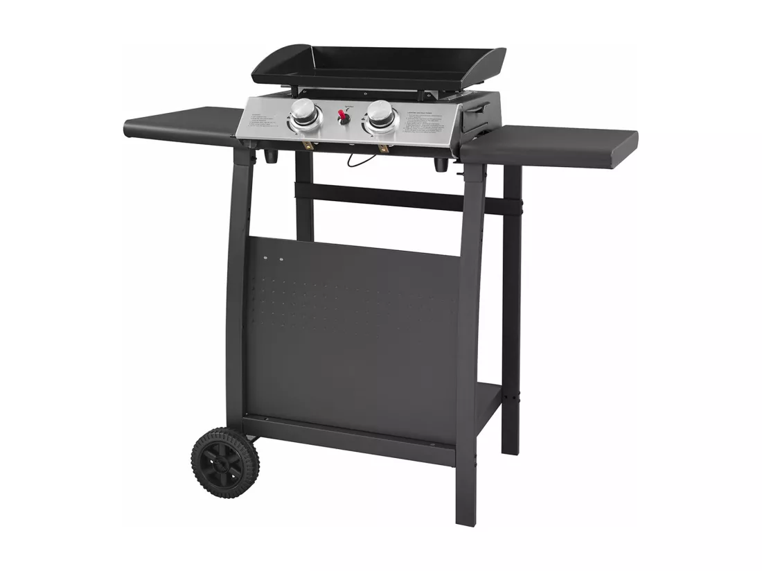 Plancha au gaz MALA - 2 brûleurs 5kW + chariot - HAPPY GARDEN