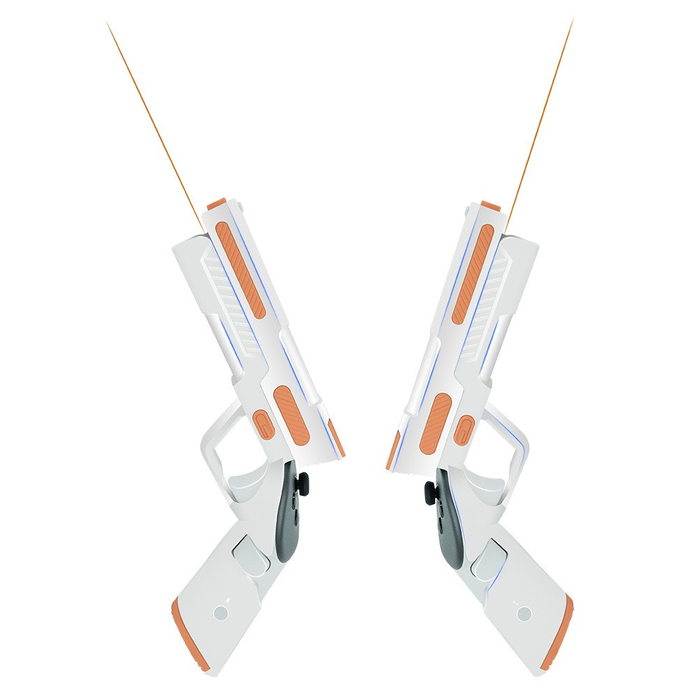 (2er-Set) Meta Quest / Oculus Quest 3 / 3S Gaming Gun Aufsatz für Controller Gamepad - Weiss / Orange