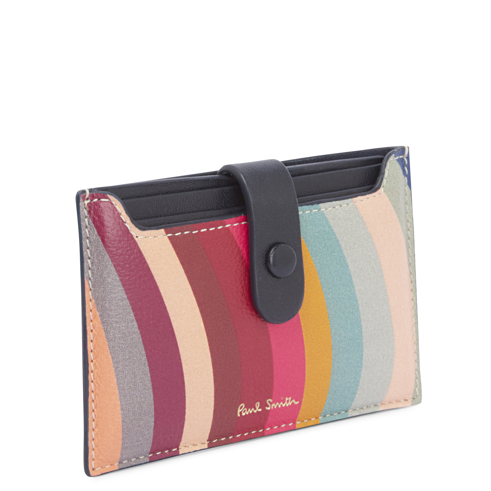 Porte-carte rayé en cuir | Multicolore