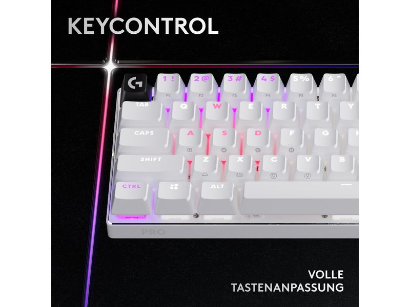 Logitech Gaming-Tastatur Pro X 60 Lightspeed White Kabellose 60%-Gaming-Tastatur mit Logitech Lightspeed-Technologie und RGB-Beleuchtung