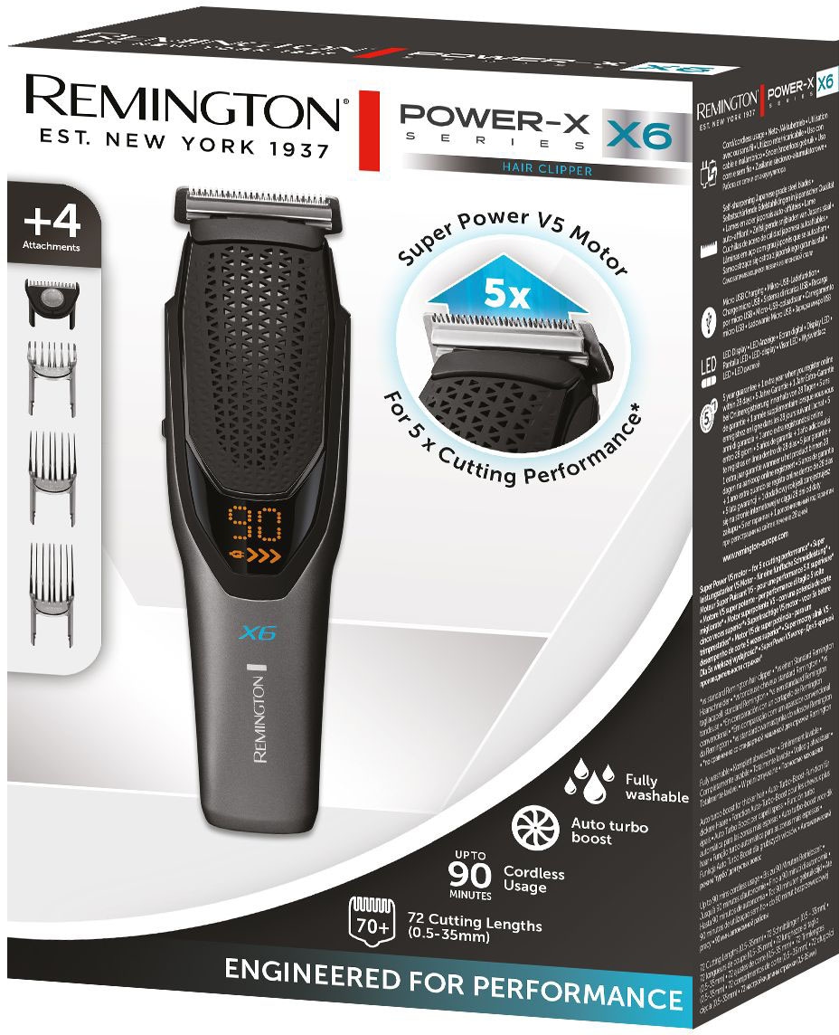 Remington Haarschneider »Power-X Series HC6000« 4 Aufsätze Längeneinstellrad und Micro Fade Haar-und Bartkamm, kpl. Abwaschbar
