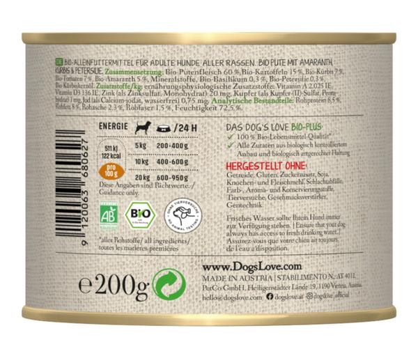 DOG'S LOVE Nassfutter für Hunde Bio, 6 x 200